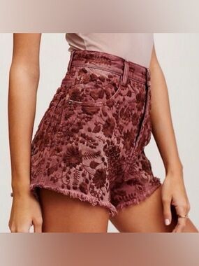 FREE PEOPLE ETIENNE FIELD HIGH RISE EMBROIDERED SHORTS
